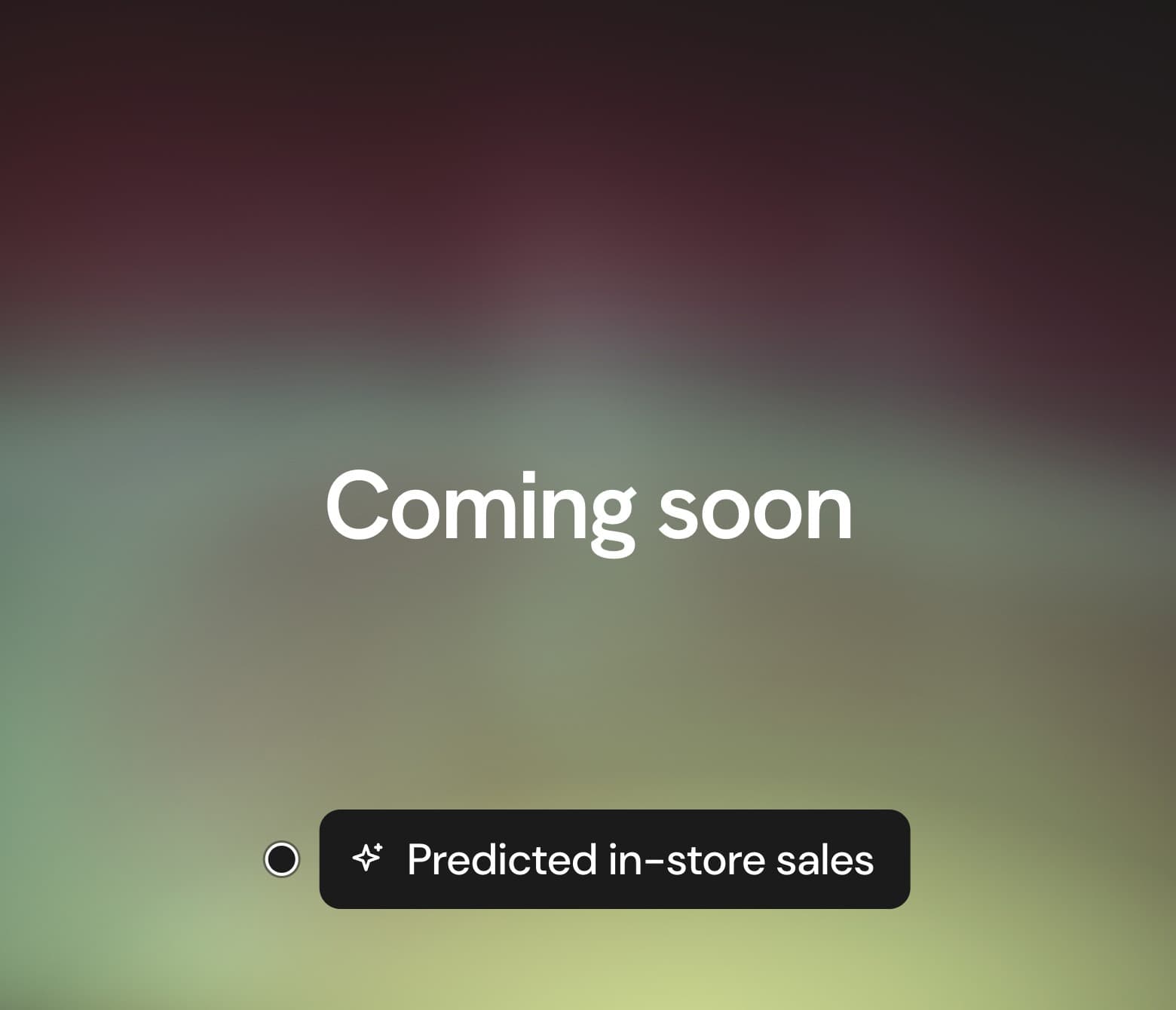 Northern lights seen through frosted glass, with the tag Predicted in-store sales